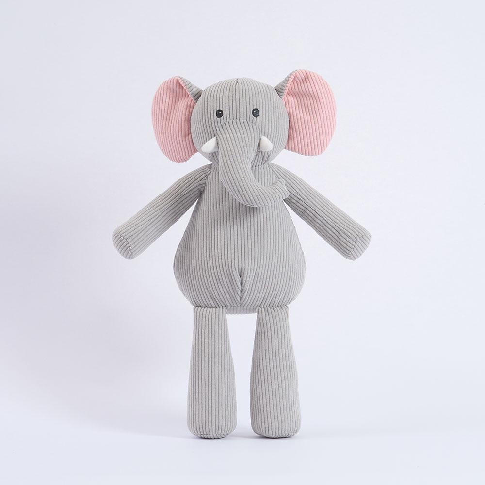 BobyBobo Gray Corduroy Elephant Soothing Plush Toy for Babies - Ideal Children's Birthday Gift