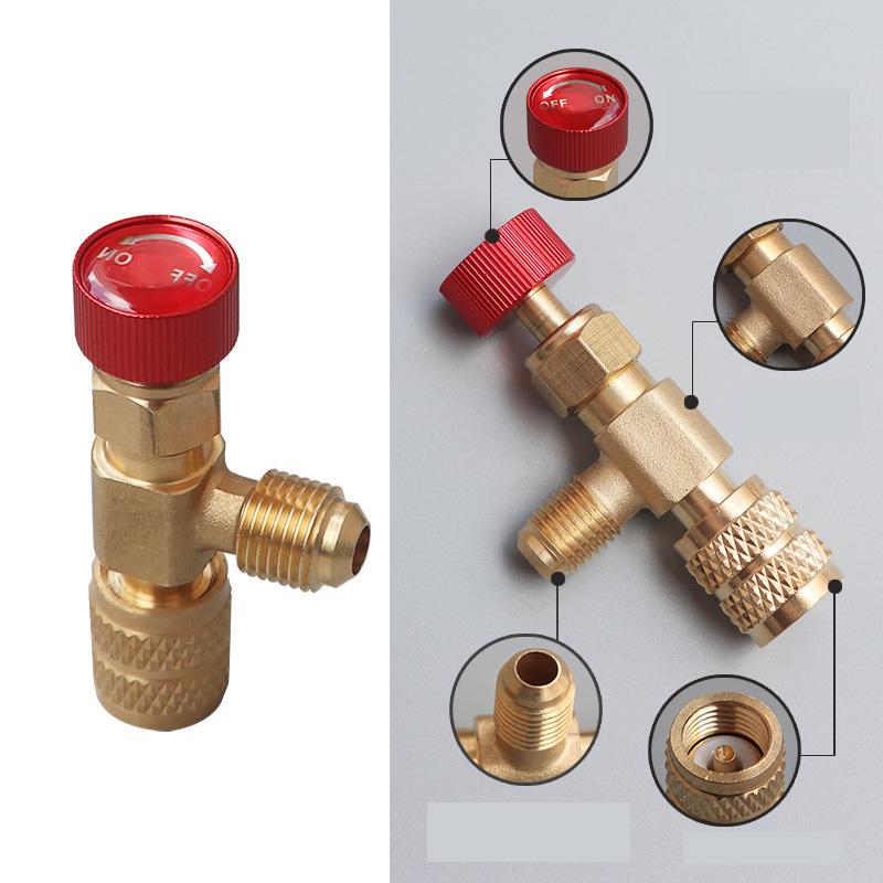 Liquid Safety Valve R410A R22 Air Conditioning Refrigerant Tool 1/4 "Safety Adapter Air Conditioning Repair And Fluoride