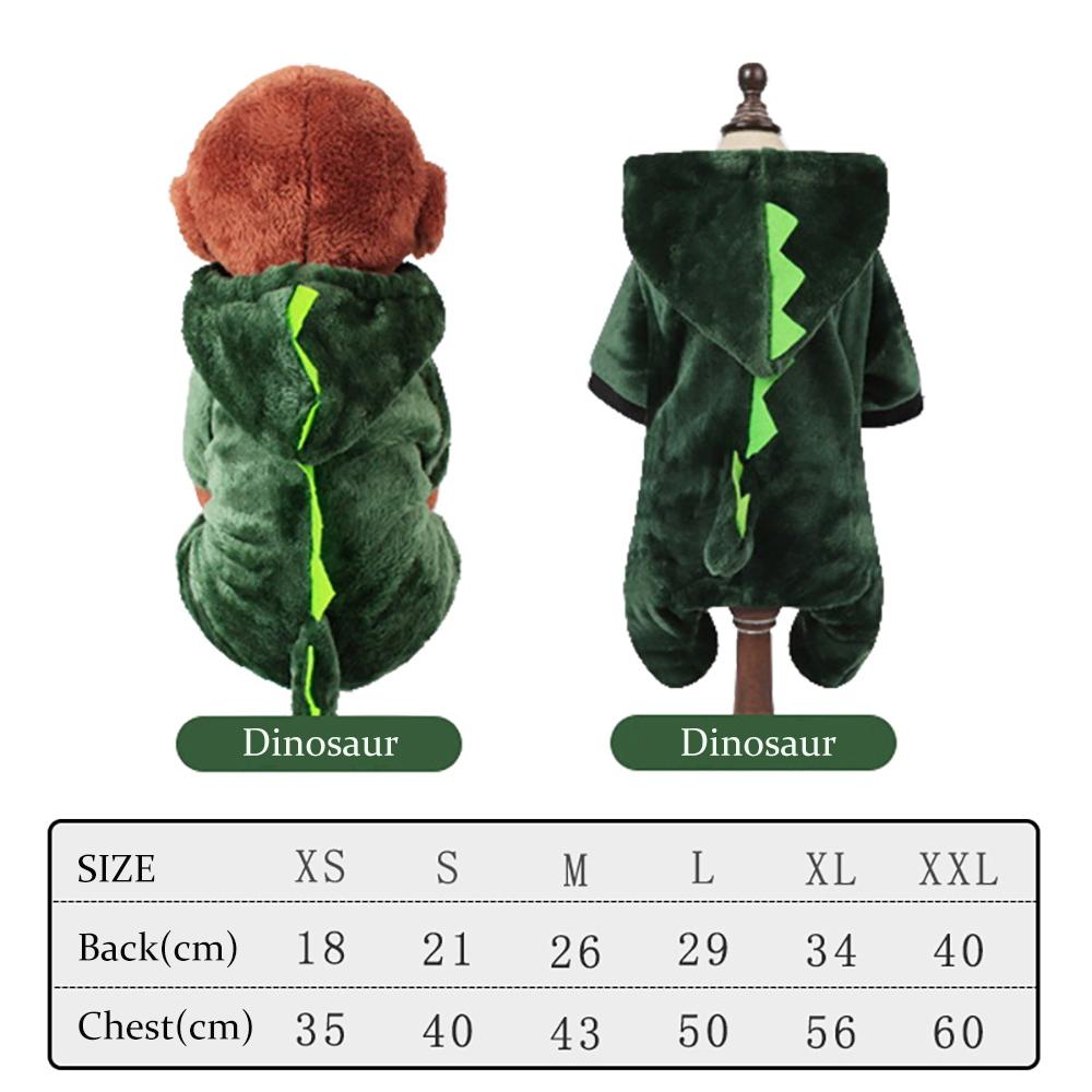 Cartoon Winter Puppy Clothes Coral Velvet Warm Pet Outfit XS-L for Corgi Chihuahua Dinosaur Panda Elk