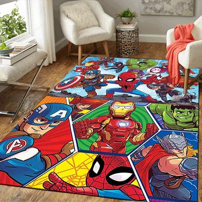 1pc Marvel Avengers Super Heroes Area Rug, Non Slip Floor Mat, Cartoon Character Design, Soft Velvet, Room Decor, Washable