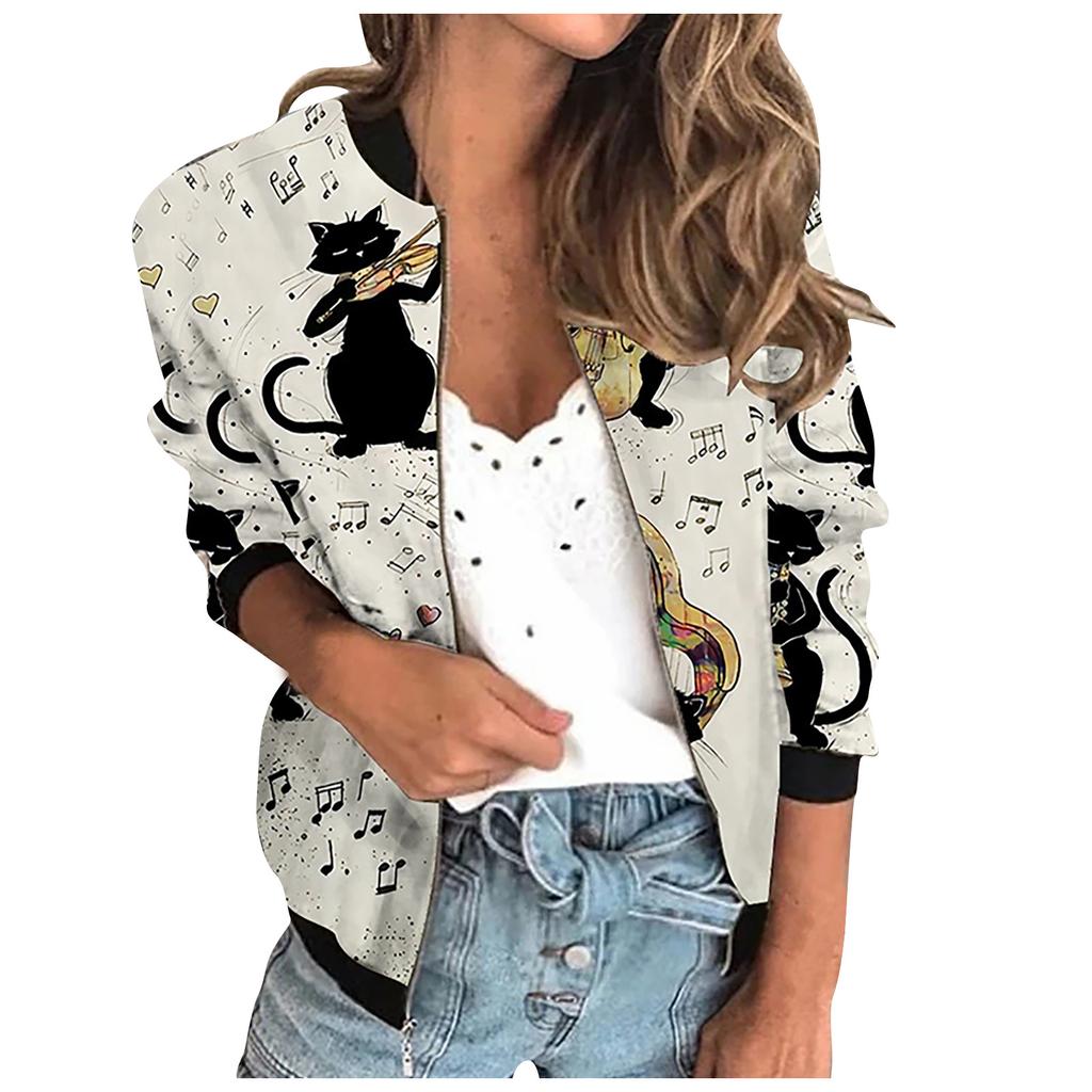 Damenmode mit langen Ärmeln, Reißverschluss, einfarbig, lässig, kurze Jacke, Mantel