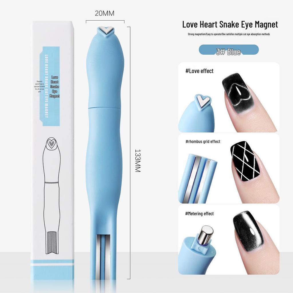 3-in-1 Nagelkunst Magneet: Hart, Slang, Kattenoog Gel Nagellak Sterk Multifunctioneel Magnetisch Gereedschap