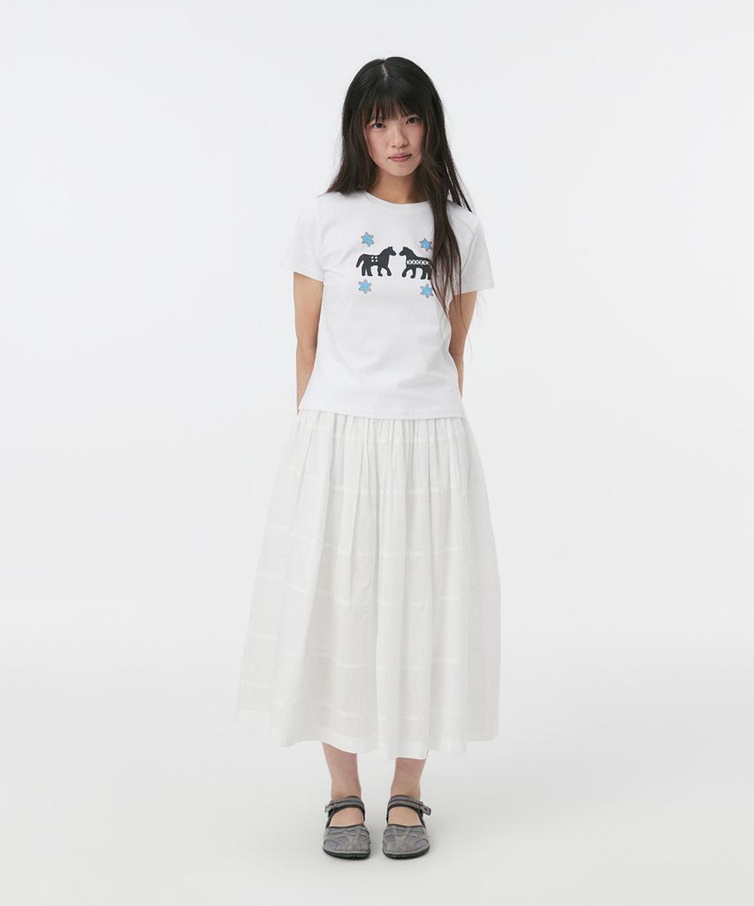 Ohesio Shirring Tiered Maxi Skirt, White