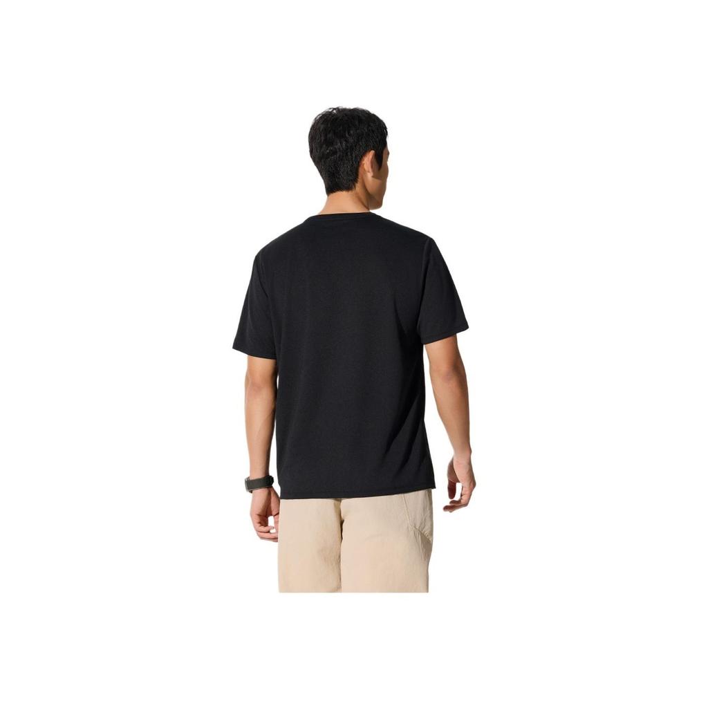 Anta Oddychający Jednolity Kolor Wygodny Casualowy T-Shirt z Krótkim Rękawem i Okrągłym Dekoltem Męskie Topy Podstawowy-Czarny 952527113-6