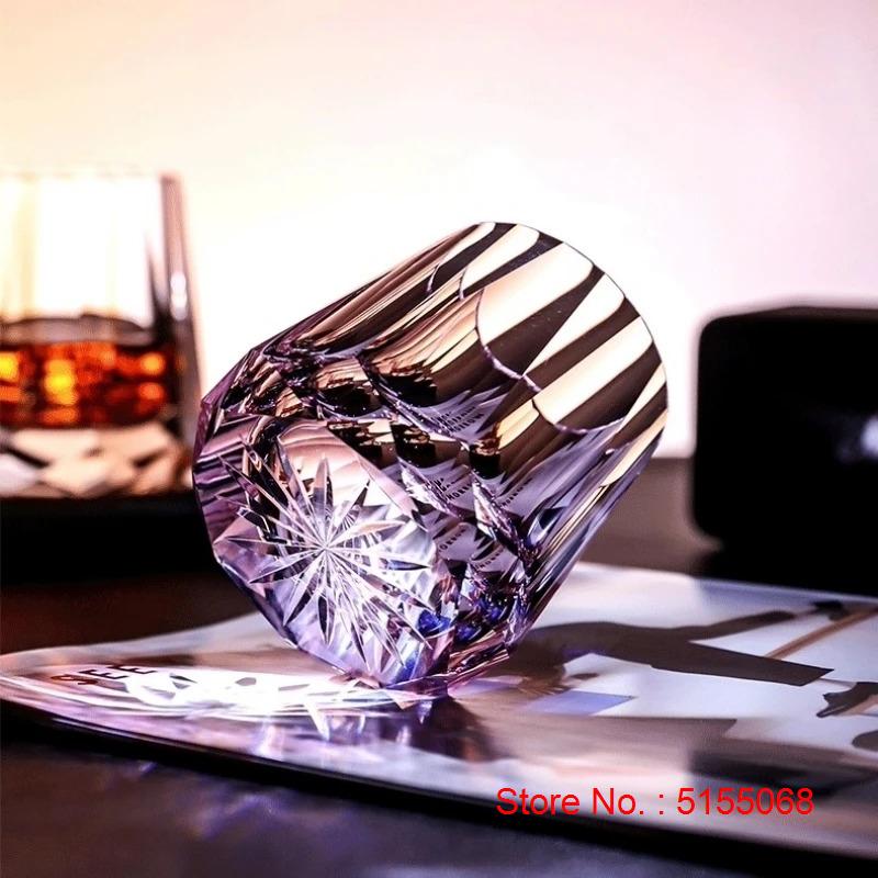 Zeus' Eternal Stone K9 Crystal Cup Upscale Classical Whiskey Glass Diamond Cut Brandy Liquor Wine Snifter Best Gift For Dad Boss