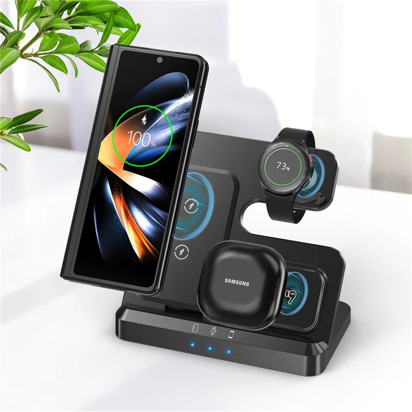 100W 3 In 1 Wireless Charger Stand For Samsung Fold 4 3 S22 Untra Galaxy Watch 5 4 3 Active 2/1 Buds Fast Charging Dock Station