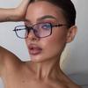 Protective Glasses 2pcs Simple Square Anti Blue Light Irregular Eyewear High-End with Metal Frame Narrow Frame Eyeglasses Frames