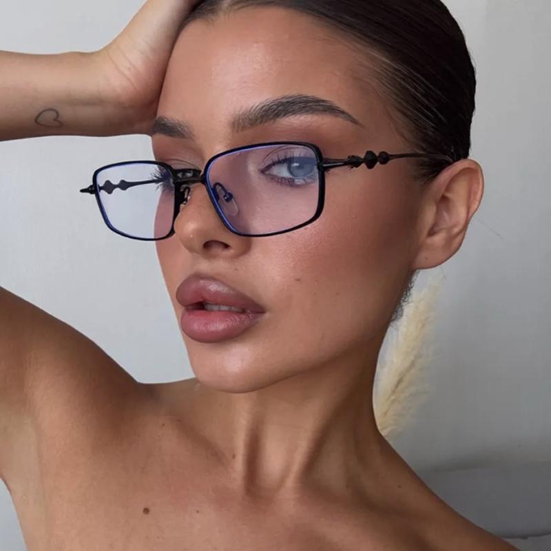 Protective Glasses 2pcs Simple Square Anti Blue Light Irregular Eyewear High-End with Metal Frame Narrow Frame Eyeglasses Frames