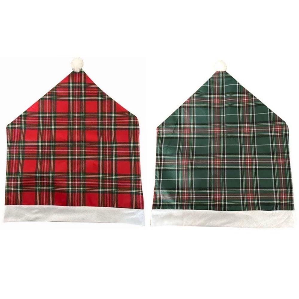 Santa Claus Chair Protective Slipcover Stripe Grid Stool Cover Christmas Chair Cover Xmas Party