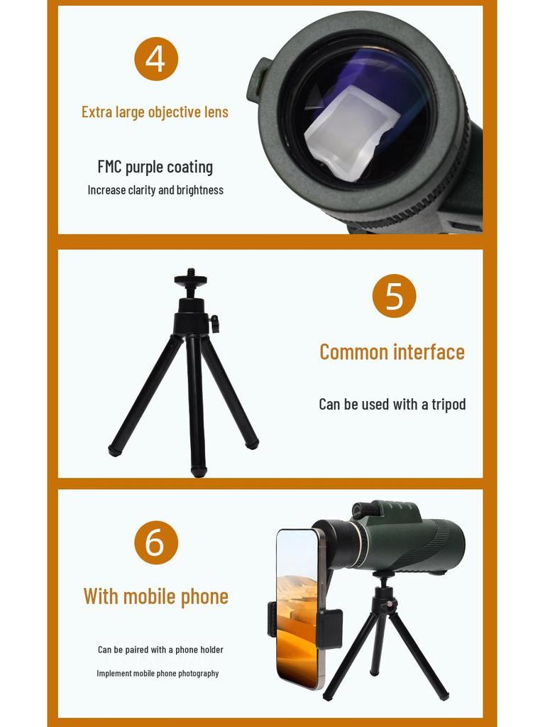 80X100 High-Power HD Monocular Telescope for Adults - Outdoor Use, Customizable