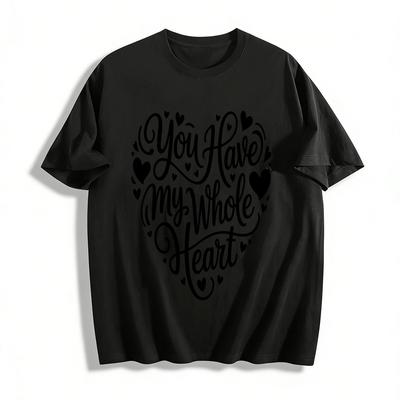 Tu as mon cœur entier Impression Graphique d'Amour Romantique T-shirt pour Couple T-shirt en Coton Pur
