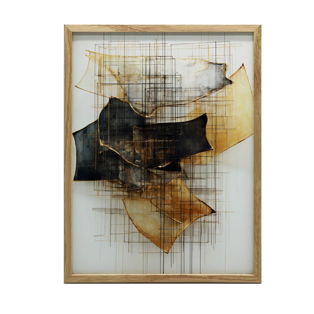 Gold and Black Sculpture In Space Gold and Black Sculpture In Space, 50X70 Cm, Gold Aluminum Frame, 230 Gsm Matte Paper