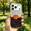 Phone Case for iphone Air 18 Pro Max 17 Pro XR 13 12 16 Plus 11 15 14 XS Max Mountains and Full Moon Silver Cracked Texture Shockproof Cover