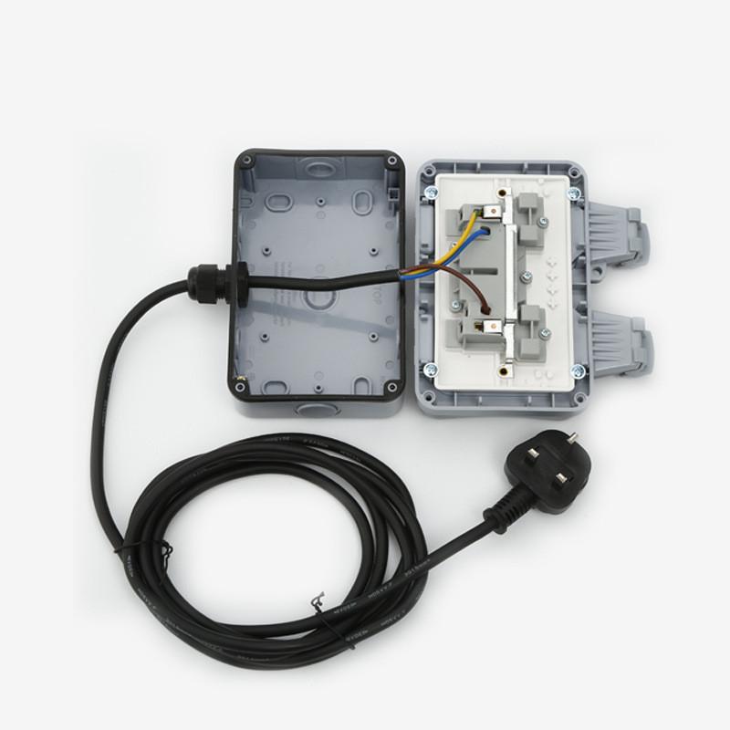 3/5/10M 13A IP66 Waterproof Double Socket Outdoor Weatherproof Sockets Outside Wall Electrical Switched Plug Sockets Box