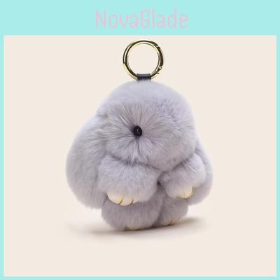 Adorable Llavero Clásico de Felpa con Pelo de Conejo Accesorio Para Chicas Elegantes Regalos