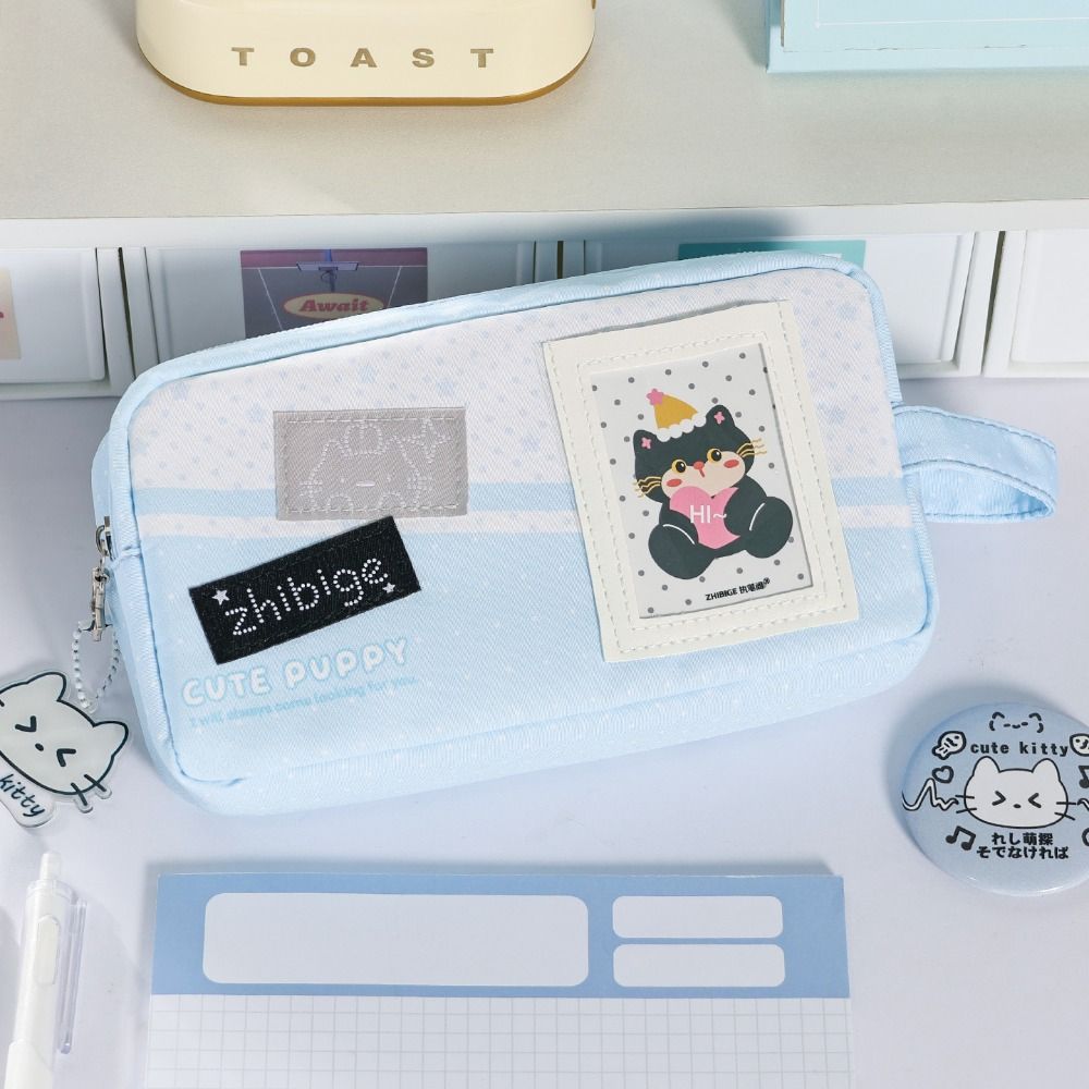 Handheld Pen Bag Large Capacity Pencil Pouch Portable Stationery Organizer Gift