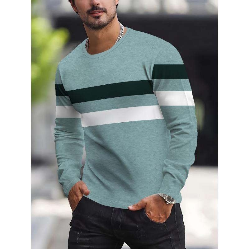 Men's Casual Sports Long Sleeve T-Shirt Breathable Fitted Long Sleeve, Machine Washable