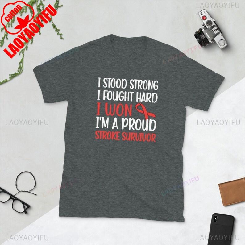 new style Stroke Awareness Month Red Ribbon Warrior letters printed Tshirt tops Adult Unisex Allmatch shirt shor TShirt S