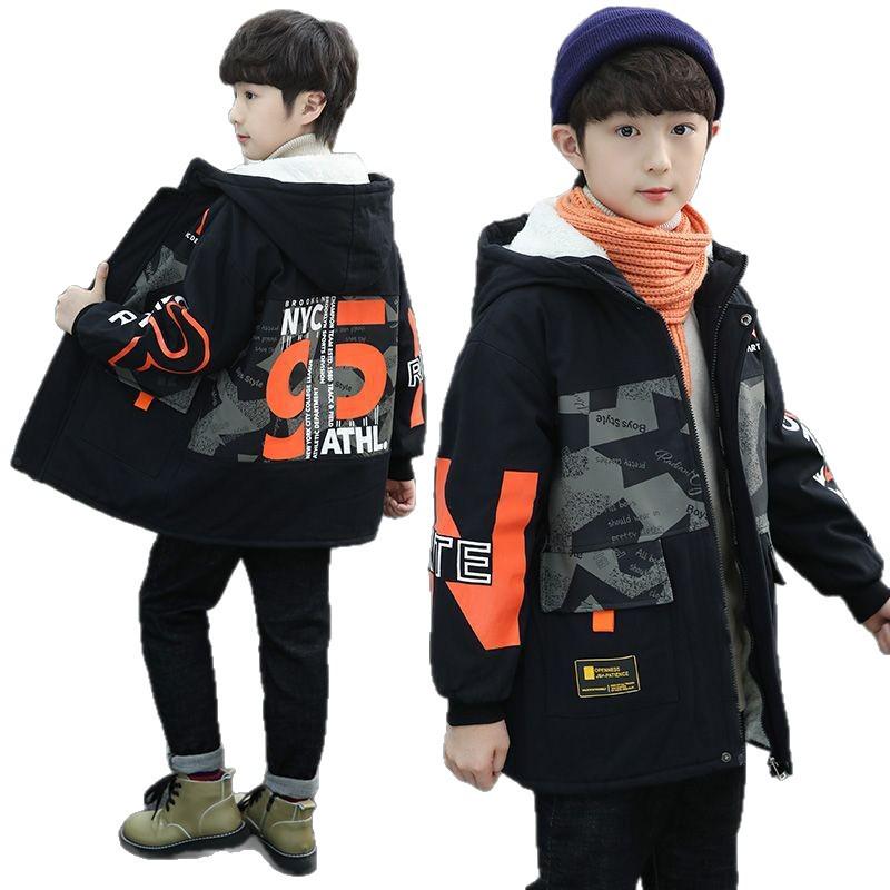 Boys' Thick Fleece-Lined Winter Coat – Cotton-Padded Jacket for Big Kids, Autumn/Winter Fashion