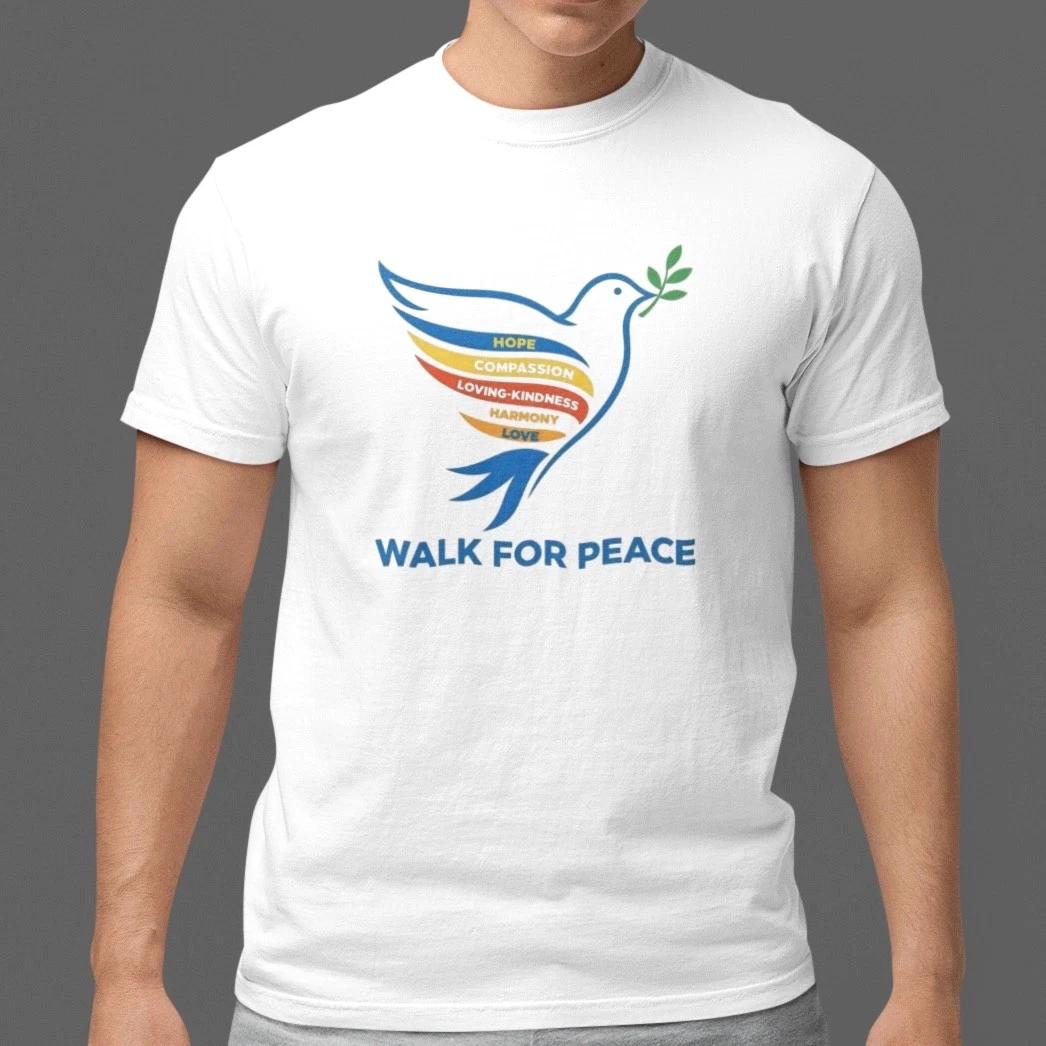 Walk For Peace T-Shirt Dove Hope Love Compassion Graphic Tee Unisex S