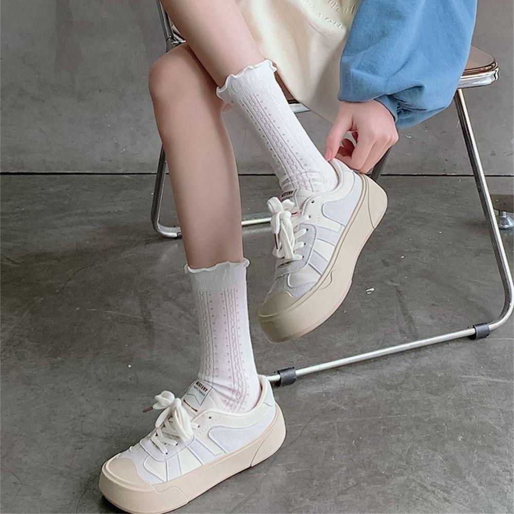 1 Pair Non-slip Cotton Socks Lightweight Breathable Lace Socks Short Socks  for Spring Summer
