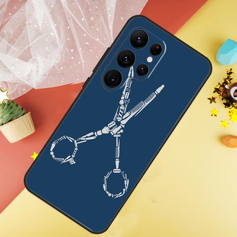 Hairdresser Barber Scissors Phone Case For Samsung Galaxy S26 S25 S24 S21 S20 S22 S23 Ultra S10 Plus S25 FE Cover Coque
