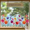 Green Plants Floral Butterfly Static Cling Window Sticker Removable Self-Adhesive for Glass Window Cabinet Room Home Decor Art
