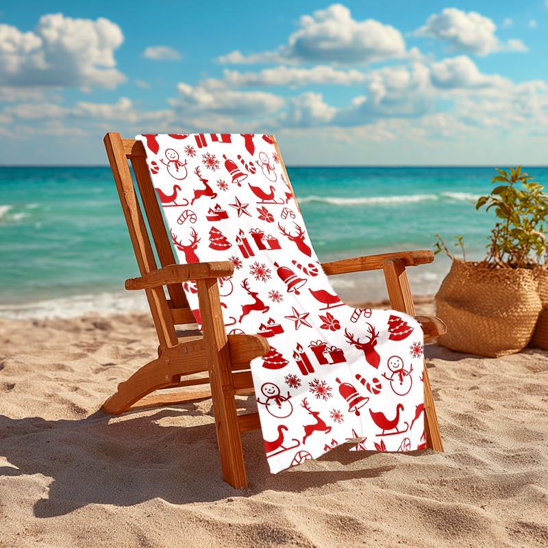 1Pc Christmas Winter Festive Beach Towel Quick Dry Multiuse For Beach Pool Gym Yoga Home Travel Christmas Halloween Xmas Gift S1101