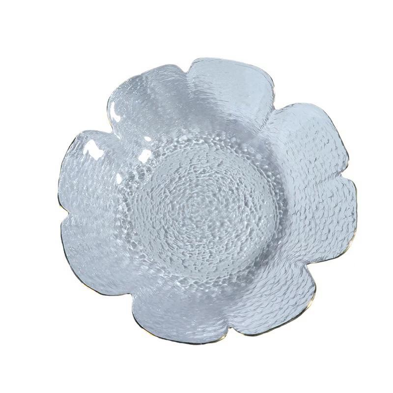 Japanese Hammered Petal Glass Dessert Plate Set