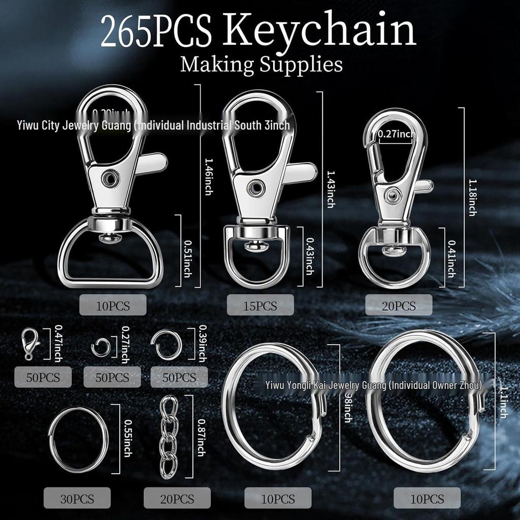 265PCS Keyring Clip & Lobster Clasp DIY Kit