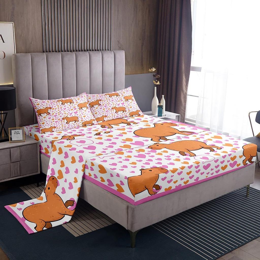 Cartoon Animal Dog Pattern Bed Hat Four-Piece Bedding Set Bedroom Dormitory Bedding Decoration