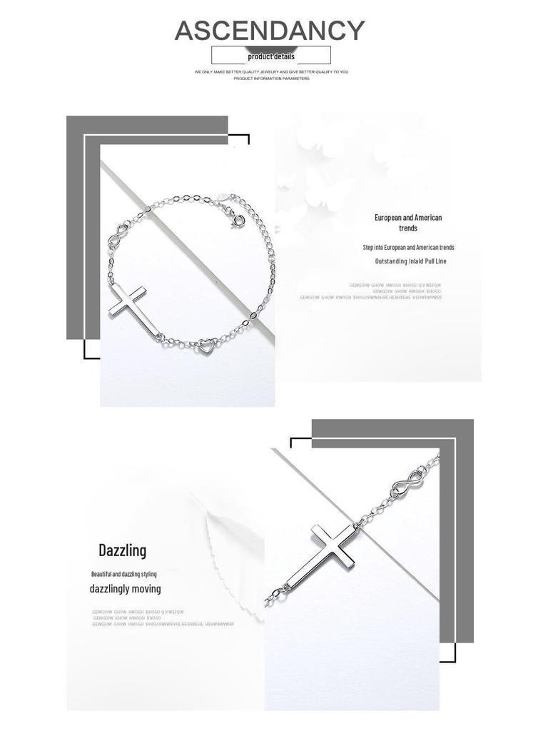 925 Silver Cross Bracelet: Elegant Unisex Fashion