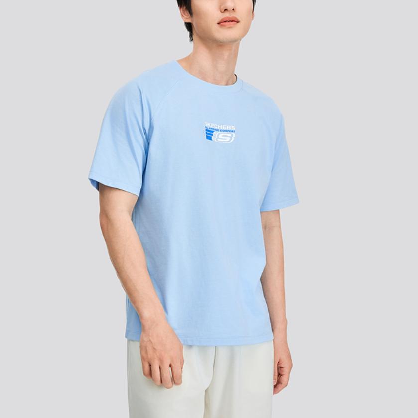 Skechers Comfortable Versatile Short Sleeve T-Shirt Men Tops Sky-Blue L225M131-016M