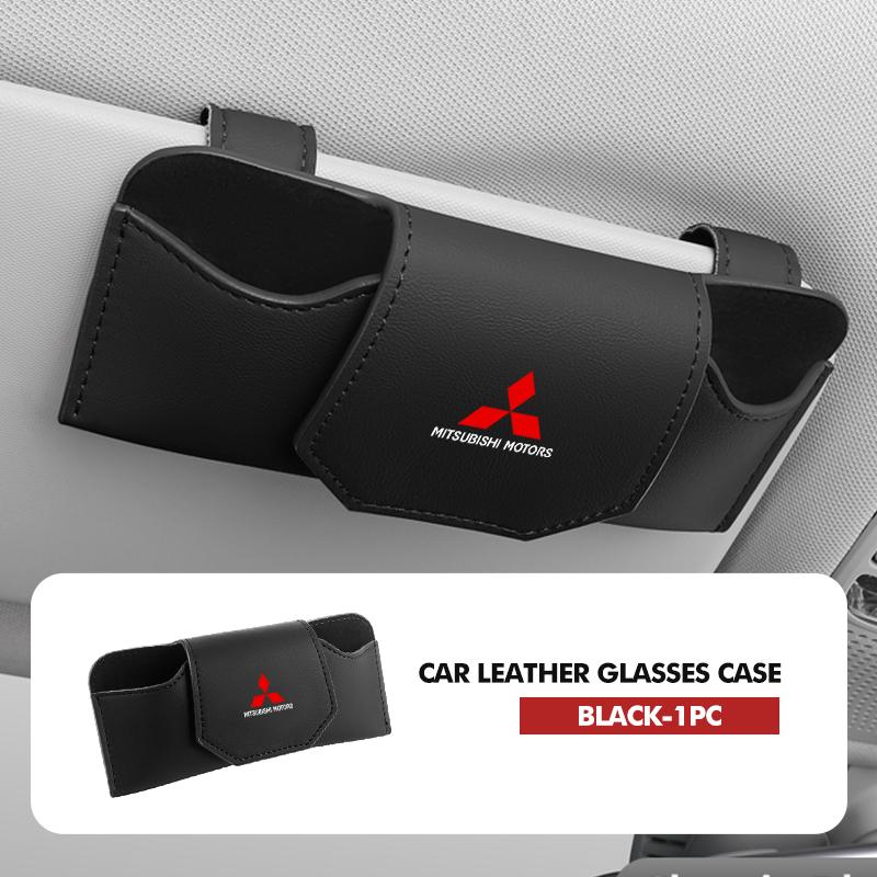 kycp1 Car Glasses Box Leather Eyeglass Case Sun Visor Lenses Holder Accessories For Mitsubishi Outlander Lancer Cross Colt Xpander