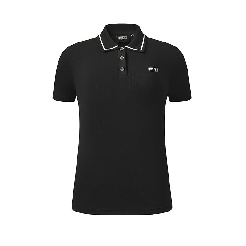 Fila Golf Series Simple Classic Sports Casual Comfortable Knitted Short Sleeve Polo Shirt Women Tops Deep-Black A11W625112FBK