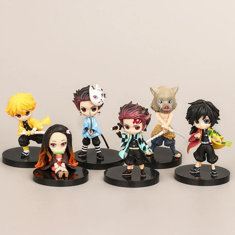 Q Posket Figure Demon Slayer Mini Figurine 5Pcs 10Pcs 12Pcs 15Pcs Sets Kimetsu No Yaiba Small PVC Dolls Desktop Decora