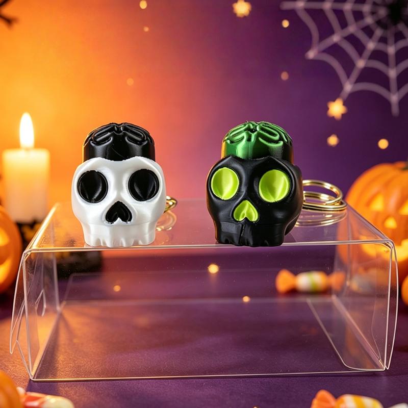 3D Printed Durable Halloween Keychain Cute Pumpkin Skeleton Witch Cat Pendant Trick or Treat Giveaway Gift for Kids