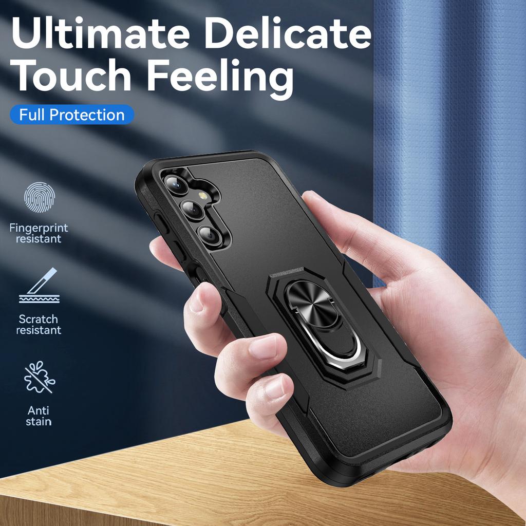 For Samsung Galaxy A25 5G (Global) (161.0 x 76.5 x 8.3mm) Case Military Grade Ring Kickstand PC+TPU Phone Cover