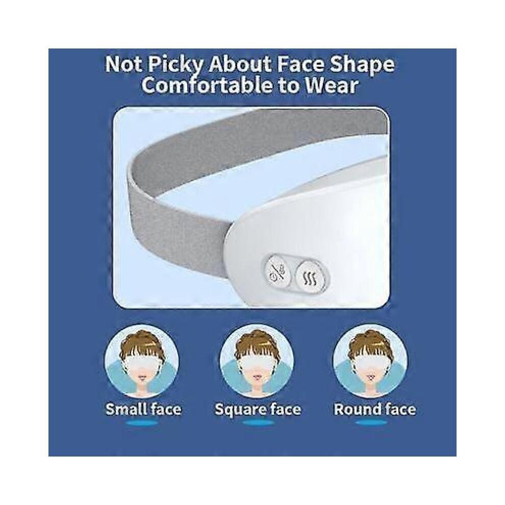 (White)Eyerelis Steam Therapy Eye Mask, Hot/Cold Compress with Adjustable Temperature, USB Rechargeable, Soft Silicone for Dry Eyes, Migraine Relief