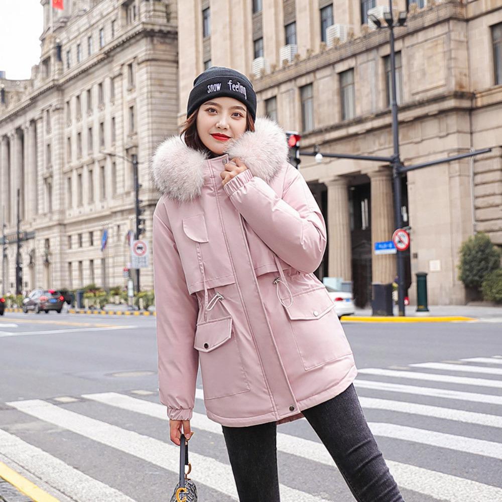 New winter coat Korean version large fur collar padded jacket student short waist padded jacket
