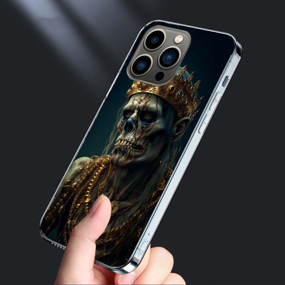 Crown Skeleton Emperor Phone Case For Iphone 16E 15 Pro 14 Plus 17E 16 17 Pro Max Air 11 12 13 Mini Shockproof Capa Cute Cove