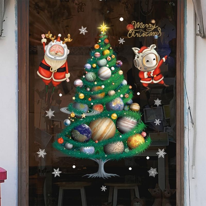 Christmas Window Stickers Merry Christmas Decoration for Home Kid Room Wall Mirror Glass Door Decals New Year Decoration