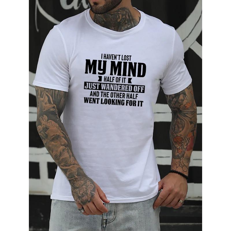 

European sizes Men s Summer Casual Short sleeved T-shirt - Bold Humorous Print, Light Grey Round Neck Regular Edition, Machine Washable, Loose fit 4XL білий