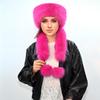 Damen Winter Kunstfuchsfell Trapper Mütze Rollrand Runde Krone Großes Bims Kunstpelzmütze
