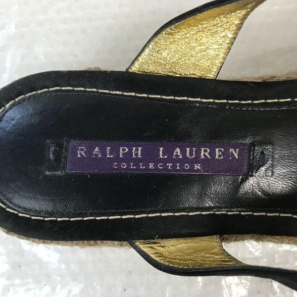 Ralph Lauren Kollektion Knöchelriemen Sandalen Damen 7 24cm Schwarz Jute Sohle(GEBRAUCHT)