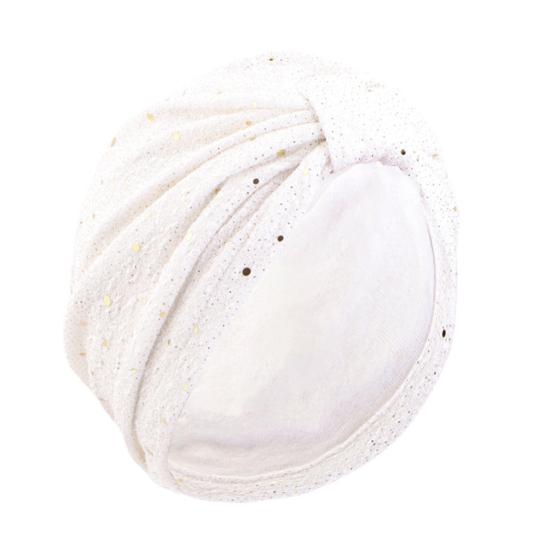 Turban Hat for Women, Sequined Crepe Fabric Headwrap, Ethnic Style Knotted Front Headwrap for All Face Shapes