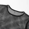 Beach Sexy Hollow Out Fishnet Long Sleeve Round Neck Women Slim Fit Crop Top