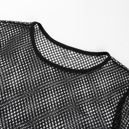 Plážové Sexy Vykrojené Síťované Dlouhý Rukáv Kulatý Výstřih Dámský Slim Fit Zkrácený Top