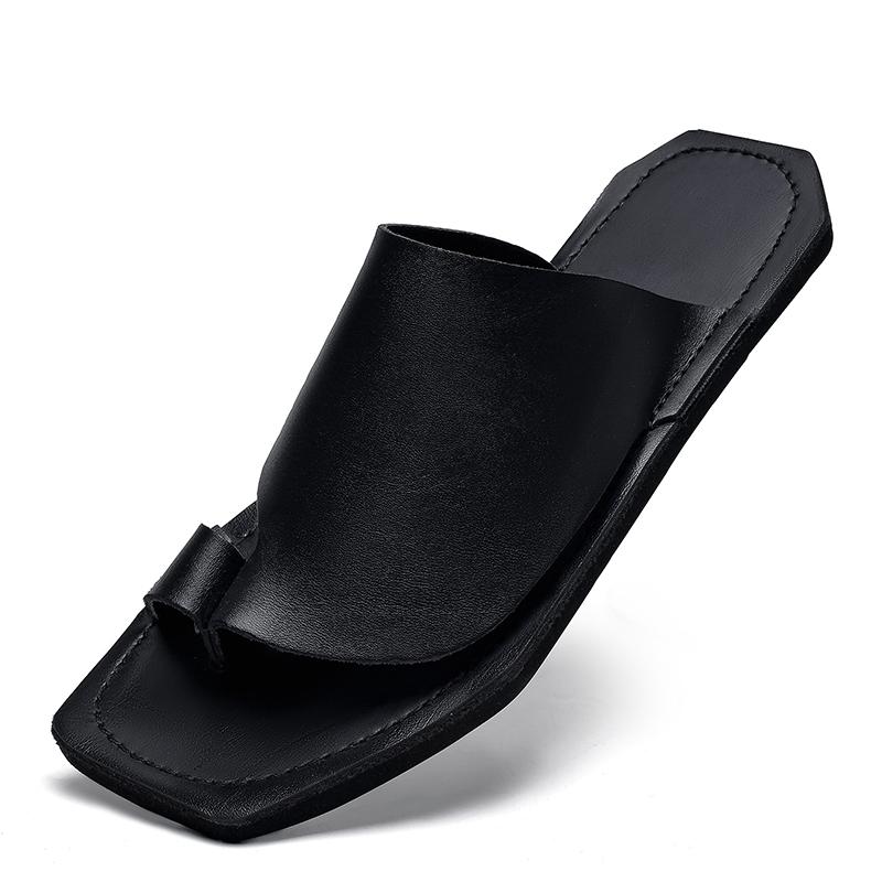 Fashion Summer Outdoor Beach Casual Leather Slippers Fashion Tha Aret Anti-slip Anti-odor Minimalist Shoes Men Comfy Soft Bottom Sandals