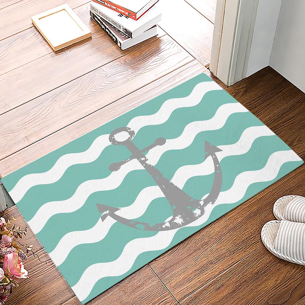 Nautical Decor Carpet Anchor Decor Living Room Rugs Kids Room Decor Sea Adventure Accent Rug Summer Holiday Indoor Floor Mat